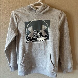 Under Armour Gray Hoodie with Mountain Graphic - Youth Medium